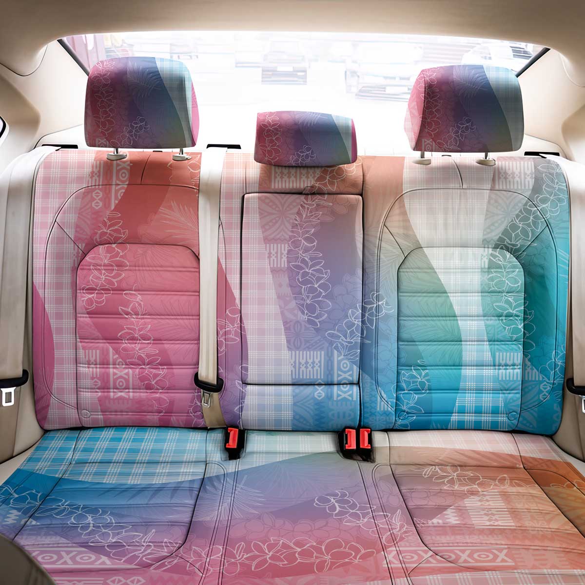 Polynesian Tribal Pattern Patchwork Picturesque Back Car Seat Cover Holographic LT7 - Polynesian Pride