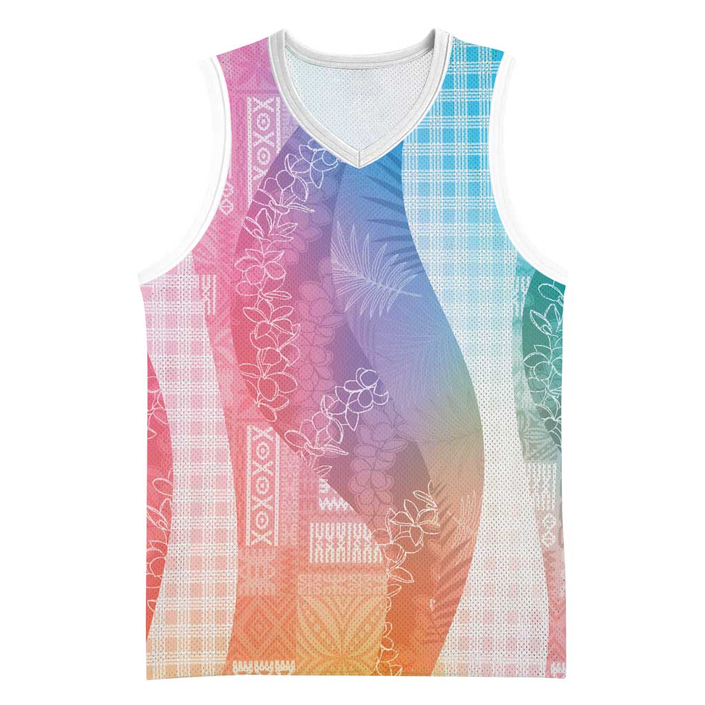 Polynesian Tribal Pattern Patchwork Picturesque Basketball Jersey Holographic LT7 Unisex Holographic - Polynesian Pride