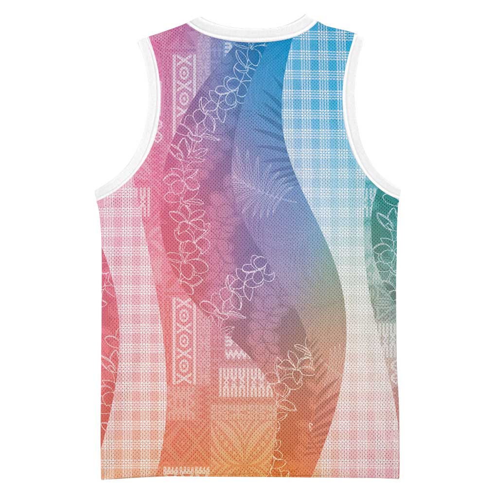 Polynesian Tribal Pattern Patchwork Picturesque Basketball Jersey Holographic LT7 - Polynesian Pride
