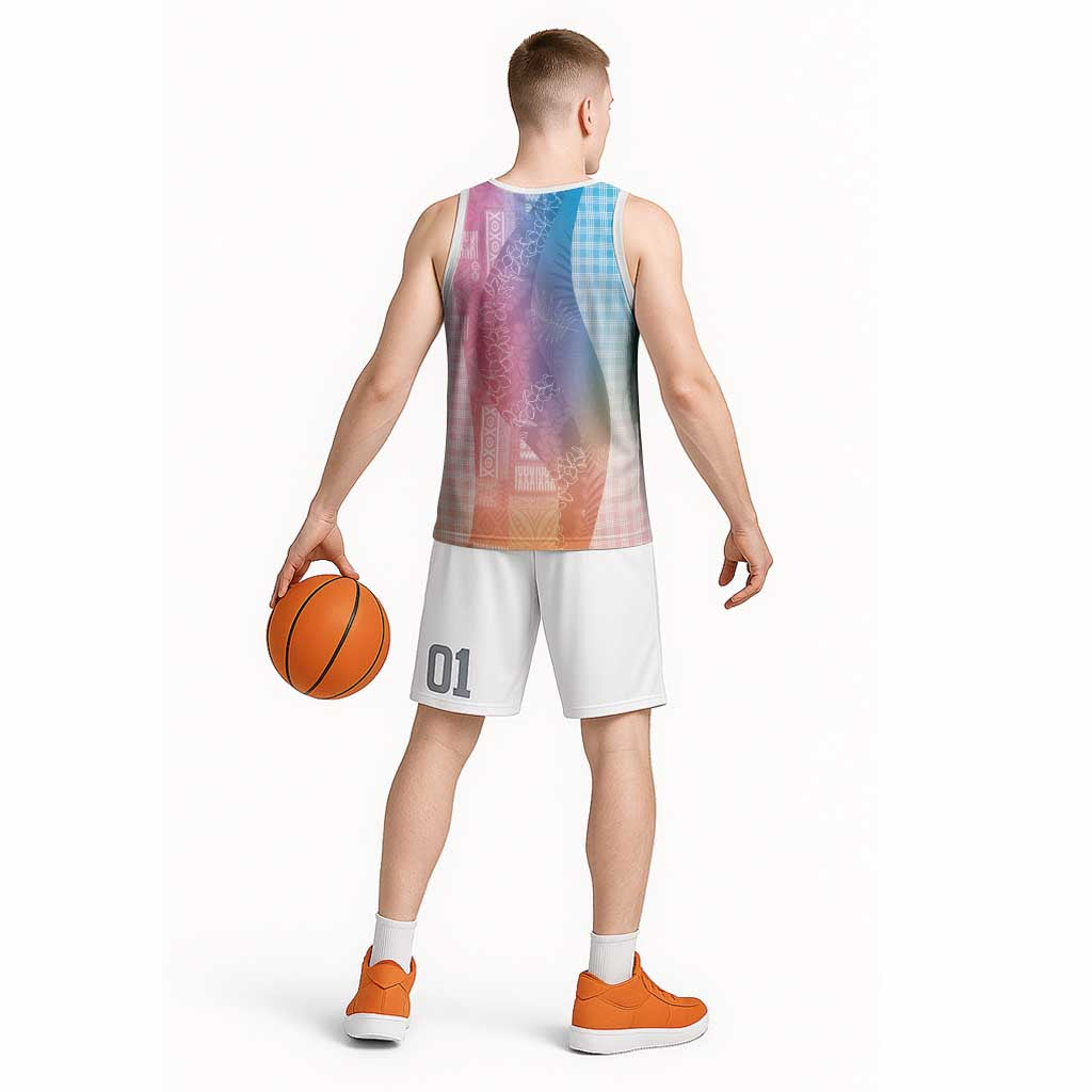Polynesian Tribal Pattern Patchwork Picturesque Basketball Jersey Holographic LT7 - Polynesian Pride