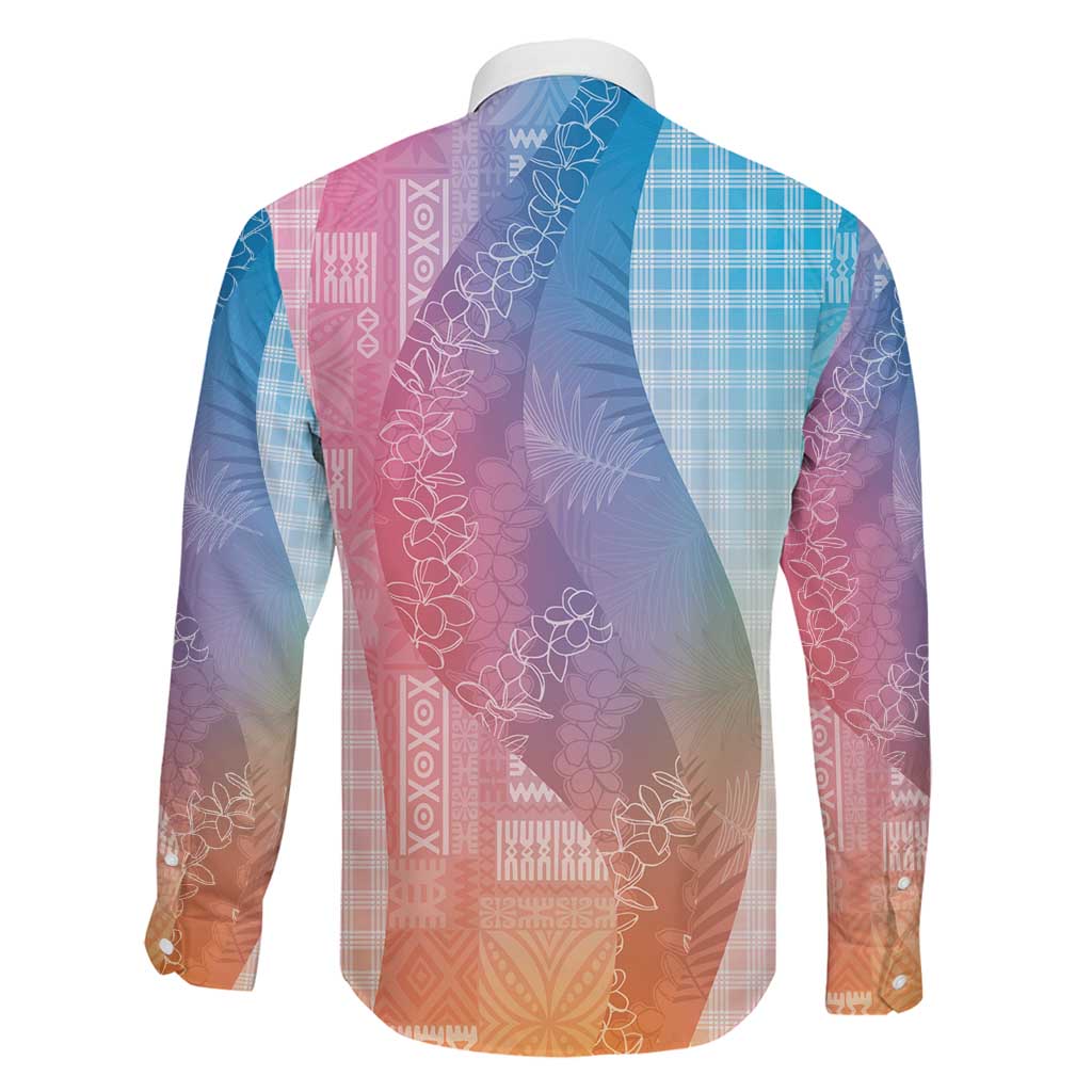 Polynesian Tribal Pattern Patchwork Picturesque Family Matching Long Sleeve Bodycon Dress and Hawaiian Shirt Holographic LT7 - Polynesian Pride