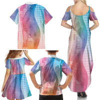 Polynesian Tribal Pattern Patchwork Picturesque Family Matching Summer Maxi Dress and Hawaiian Shirt Holographic LT7 - Polynesian Pride