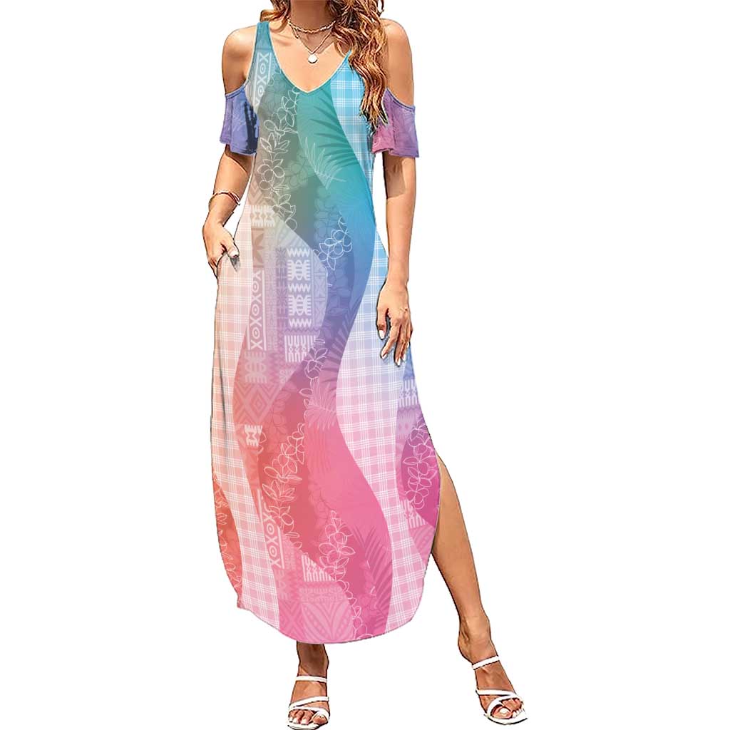 Polynesian Tribal Pattern Patchwork Picturesque Family Matching Summer Maxi Dress and Hawaiian Shirt Holographic LT7 Mom's Dress Holographic - Polynesian Pride