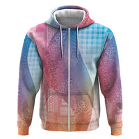 Polynesian Tribal Pattern Patchwork Picturesque Hoodie Holographic LT7 Zip Hoodie Holographic - Polynesian Pride
