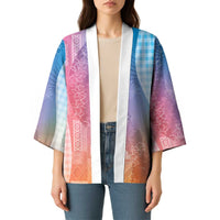 Polynesian Tribal Pattern Patchwork Picturesque Kimono Holographic LT7 - Polynesian Pride