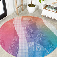 Polynesian Tribal Pattern Patchwork Picturesque Round Carpet Holographic LT7 Holographic - Polynesian Pride