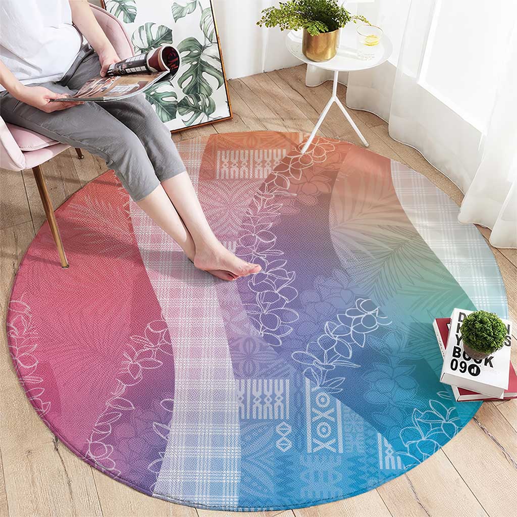 Polynesian Tribal Pattern Patchwork Picturesque Round Carpet Holographic LT7 - Polynesian Pride