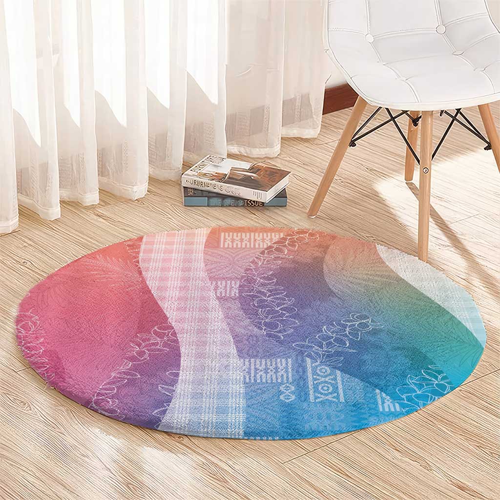Polynesian Tribal Pattern Patchwork Picturesque Round Carpet Holographic LT7 - Polynesian Pride