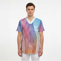 Polynesian Tribal Pattern Patchwork Picturesque Scrub Top Holographic LT7 - Polynesian Pride