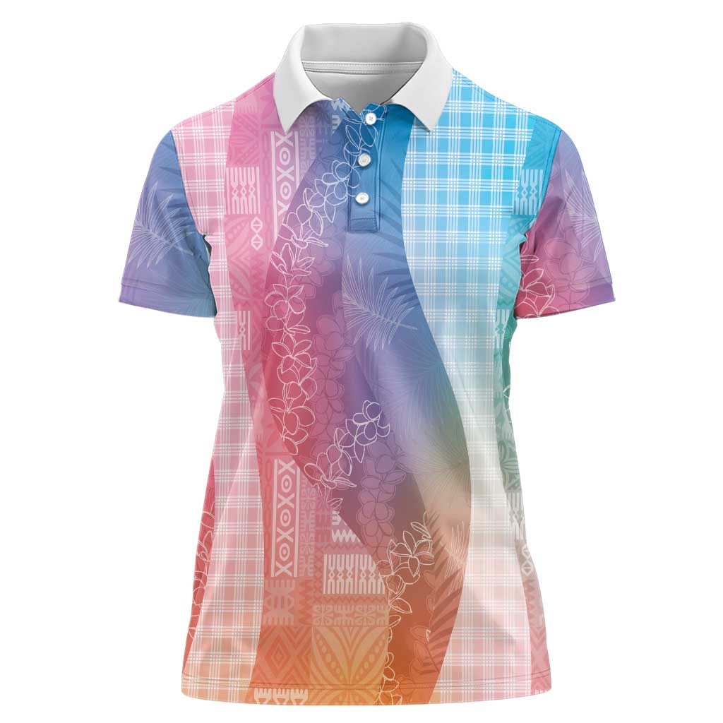 Polynesian Tribal Pattern Patchwork Picturesque Women Polo Shirt Holographic