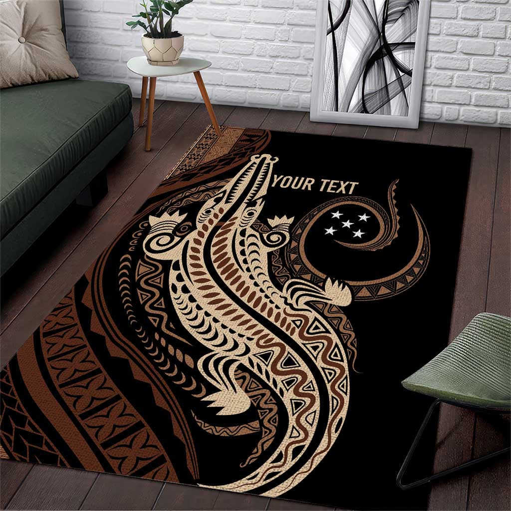 Personalized Solomon Islands Crocodile Area Rug Hapi Isles - Independence Anniversary LT7 Brown - Polynesian Pride