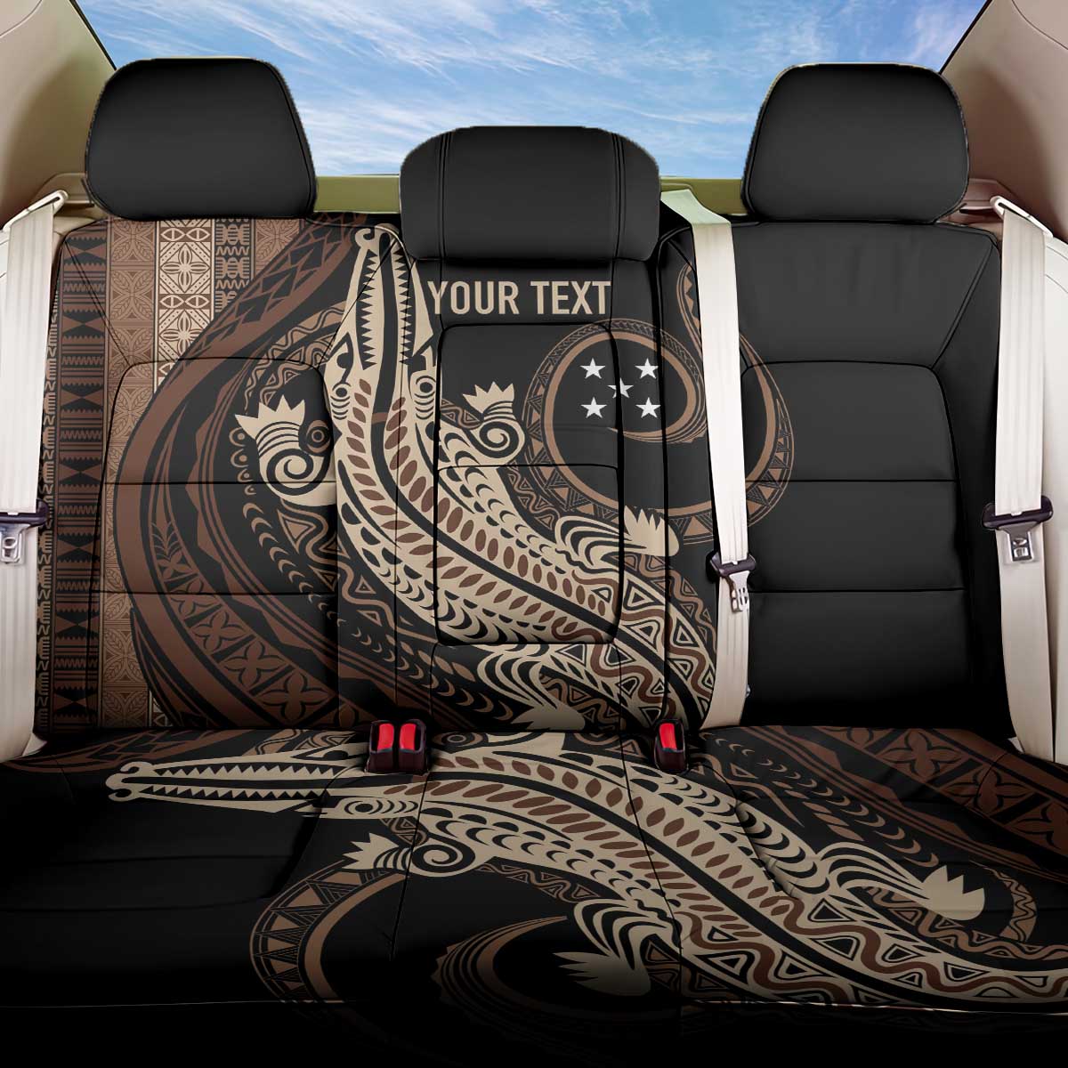 Personalized Solomon Islands Crocodile Back Car Seat Cover Hapi Isles - Independence Anniversary
