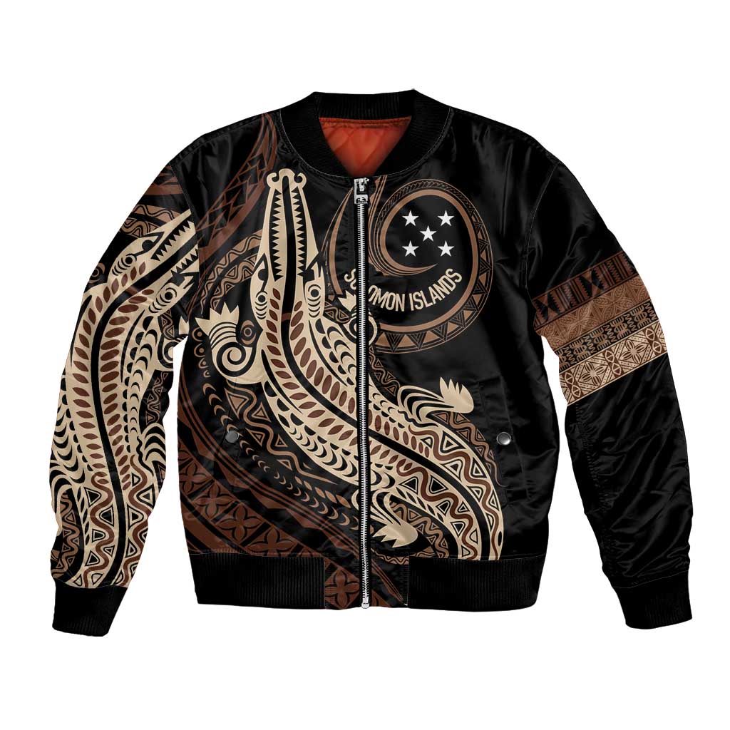 Personalized Solomon Islands Crocodile Bomber Jacket Hapi Isles - Independence Anniversary