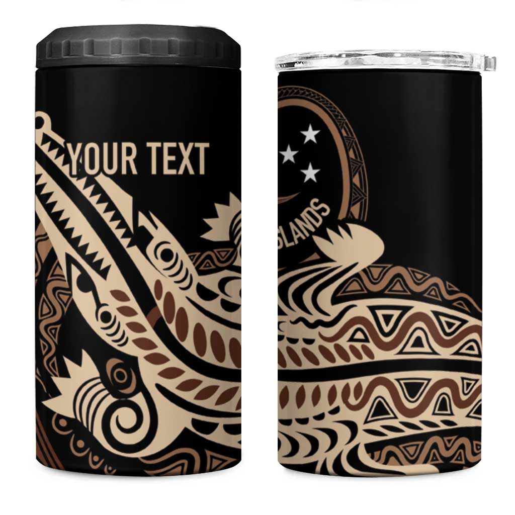 Personalized Solomon Islands Crocodile 4 in 1 Can Cooler Tumbler Hapi Isles - Independence Anniversary LT7 One Size: 16 oz Brown - Polynesian Pride