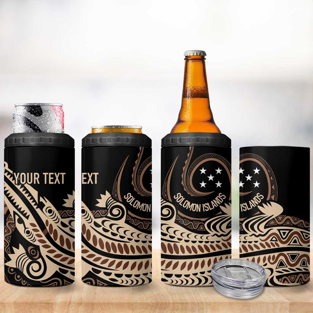 Personalized Solomon Islands Crocodile 4 in 1 Can Cooler Tumbler Hapi Isles - Independence Anniversary LT7 - Polynesian Pride