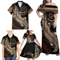 Personalized Solomon Islands Crocodile Family Matching Off Shoulder Maxi Dress and Hawaiian Shirt Hapi Isles - Independence Anniversary LT7 - Polynesian Pride
