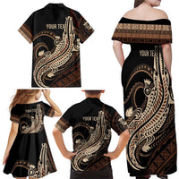 Personalized Solomon Islands Crocodile Family Matching Off Shoulder Maxi Dress and Hawaiian Shirt Hapi Isles - Independence Anniversary LT7 - Polynesian Pride