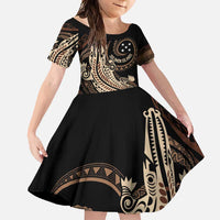 Personalized Solomon Islands Crocodile Family Matching Summer Maxi Dress and Hawaiian Shirt Hapi Isles - Independence Anniversary LT7 Daughter's Dress Brown - Polynesian Pride