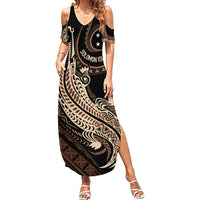 Personalized Solomon Islands Crocodile Family Matching Summer Maxi Dress and Hawaiian Shirt Hapi Isles - Independence Anniversary LT7 Mom's Dress Brown - Polynesian Pride