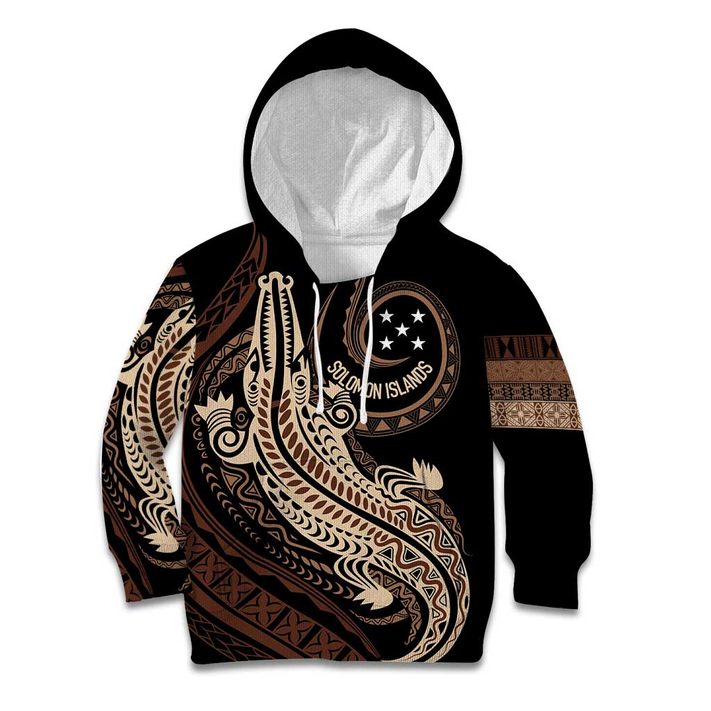 Personalized Solomon Islands Crocodile Kid Hoodie Hapi Isles - Independence Anniversary