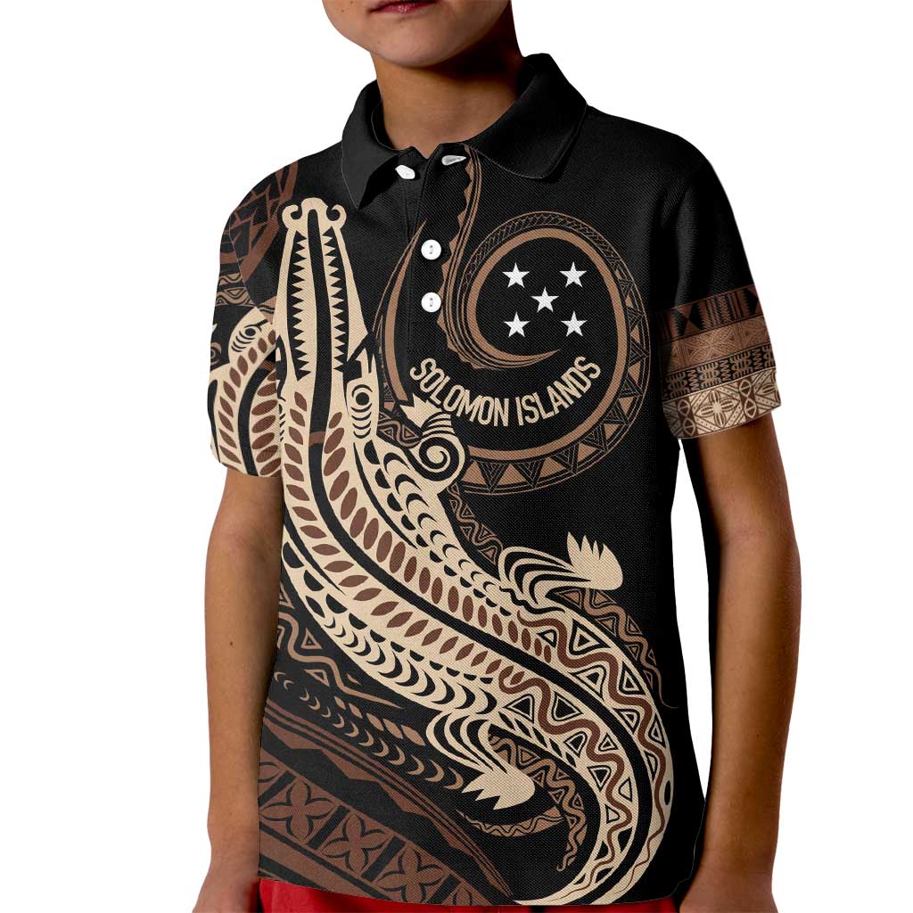 Personalized Solomon Islands Crocodile Kid Polo Shirt Hapi Isles - Independence Anniversary