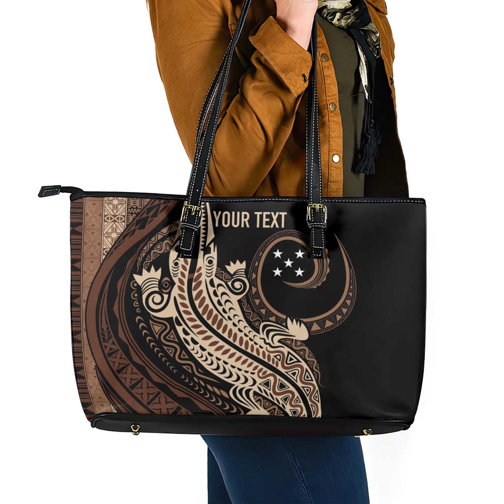 Personalized Solomon Islands Crocodile Leather Tote Bag Hapi Isles - Independence Anniversary