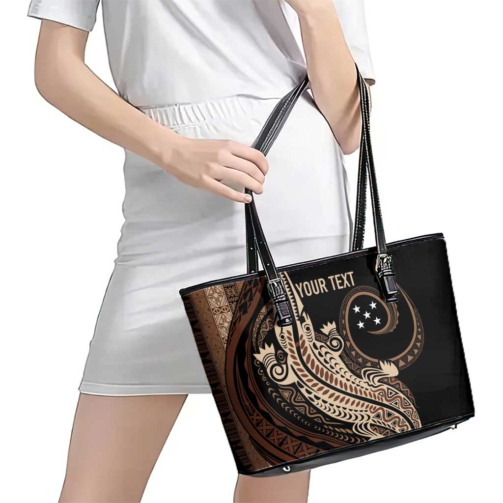 Personalized Solomon Islands Crocodile Leather Tote Bag Hapi Isles - Independence Anniversary