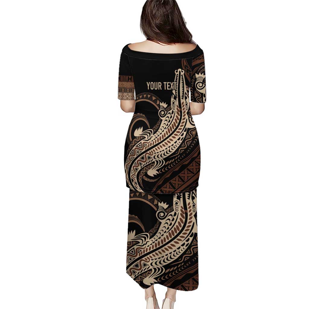Personalized Solomon Islands Crocodile Puletasi Hapi Isles - Independence Anniversary LT7 - Polynesian Pride
