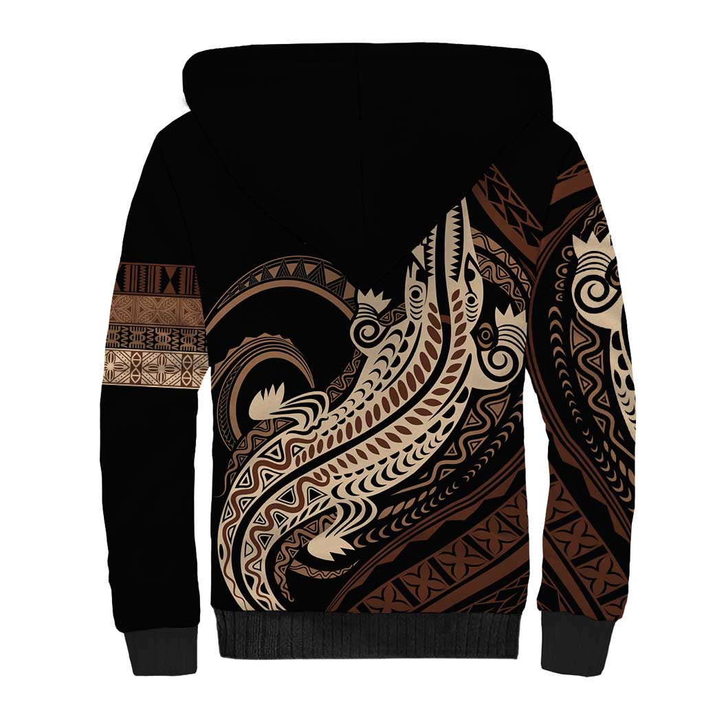 Personalized Solomon Islands Crocodile Sherpa Hoodie Hapi Isles - Independence Anniversary