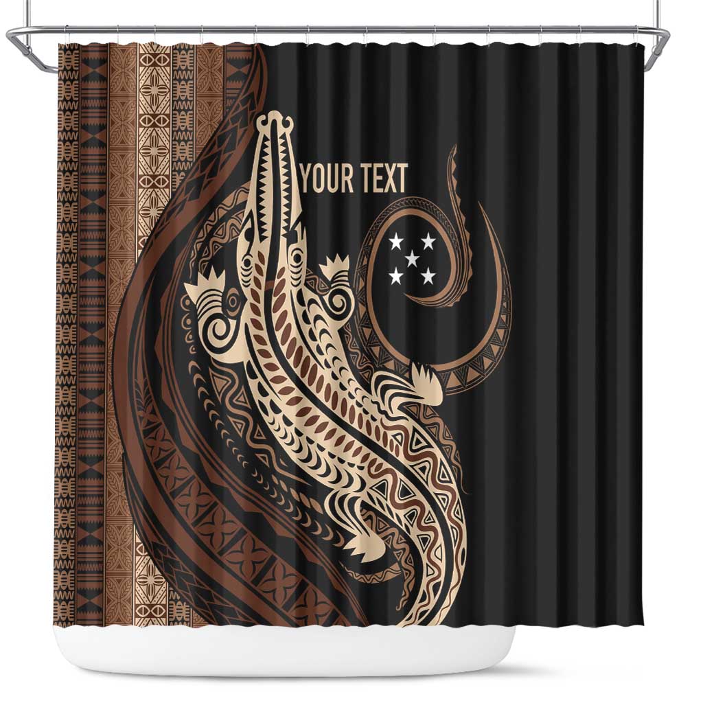Personalized Solomon Islands Crocodile Shower Curtain Hapi Isles - Independence Anniversary