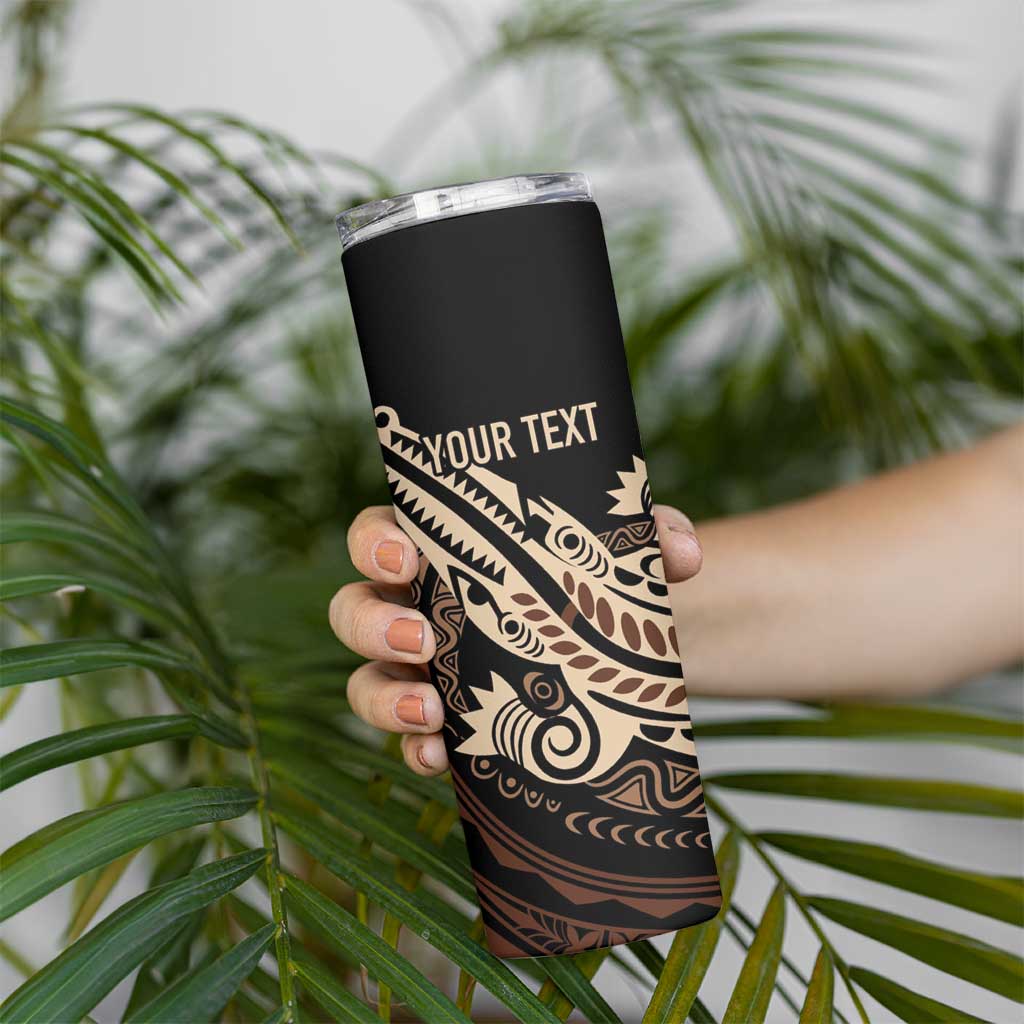 Personalized Solomon Islands Crocodile Skinny Tumbler Hapi Isles - Independence Anniversary LT7 - Polynesian Pride