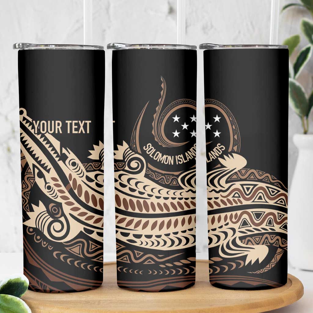 Personalized Solomon Islands Crocodile Skinny Tumbler Hapi Isles - Independence Anniversary LT7 - Polynesian Pride