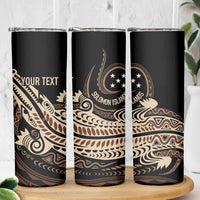 Personalized Solomon Islands Crocodile Skinny Tumbler Hapi Isles - Independence Anniversary LT7 - Polynesian Pride
