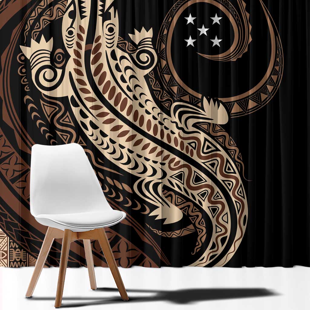 Personalized Solomon Islands Crocodile Window Curtain Hapi Isles - Independence Anniversary LT7 - Polynesian Pride