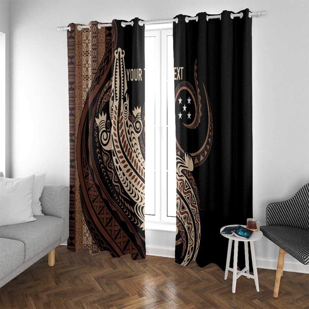 Personalized Solomon Islands Crocodile Window Curtain Hapi Isles - Independence Anniversary LT7 With Grommets Brown - Polynesian Pride