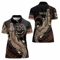 Personalized Solomon Islands Crocodile Women Polo Shirt Hapi Isles - Independence Anniversary