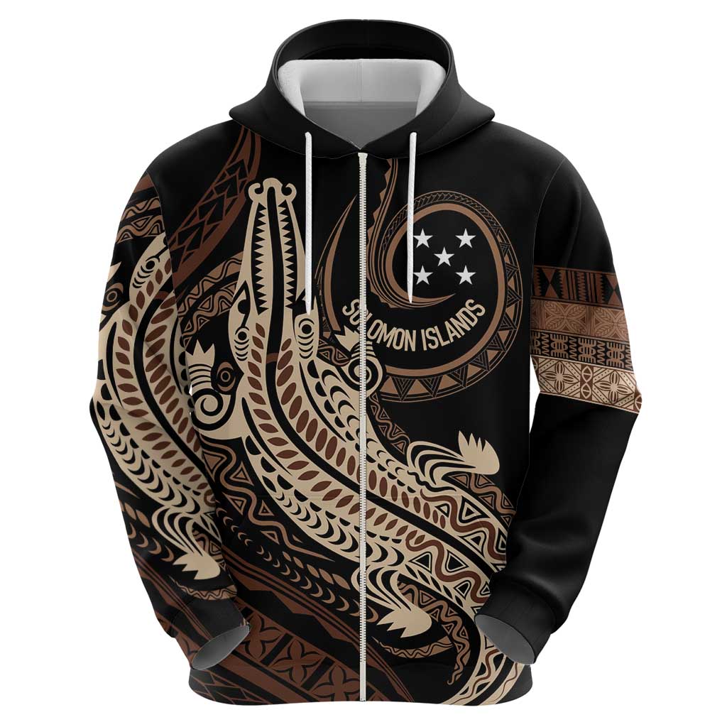 Personalized Solomon Islands Crocodile Zip Hoodie Hapi Isles - Independence Anniversary