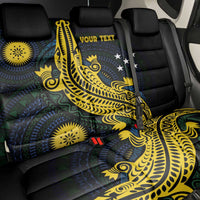 Personalized Solomon Islands Independence Anniversary Back Car Seat Cover Crocodile Mix Tapa