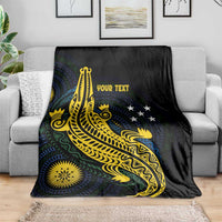 Personalized Solomon Islands Independence Anniversary Blanket Crocodile Mix Tapa