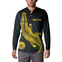 Personalized Solomon Islands Independence Anniversary Button Sweatshirt Crocodile Mix Tapa