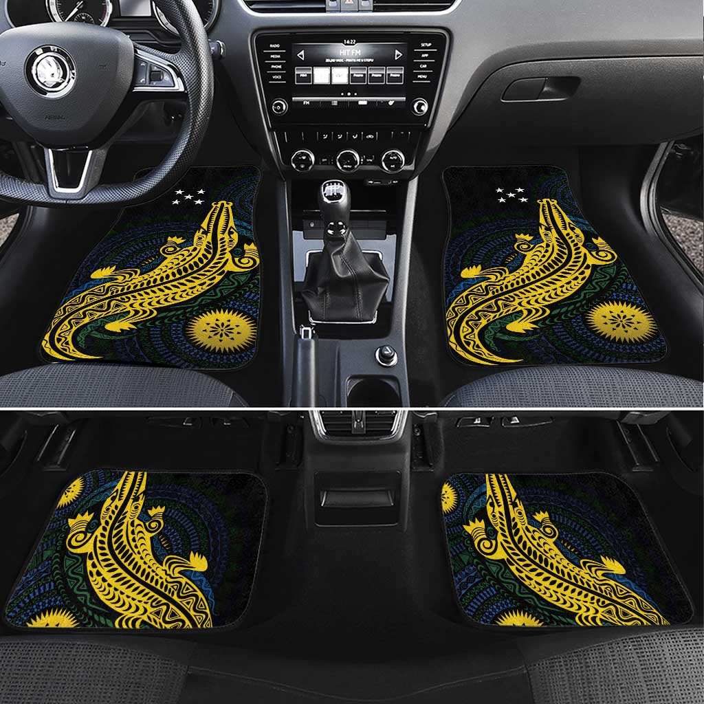Personalized Solomon Islands Independence Anniversary Car Mats Crocodile Mix Tapa LT7 Set 4pcs Colorful - Polynesian Pride