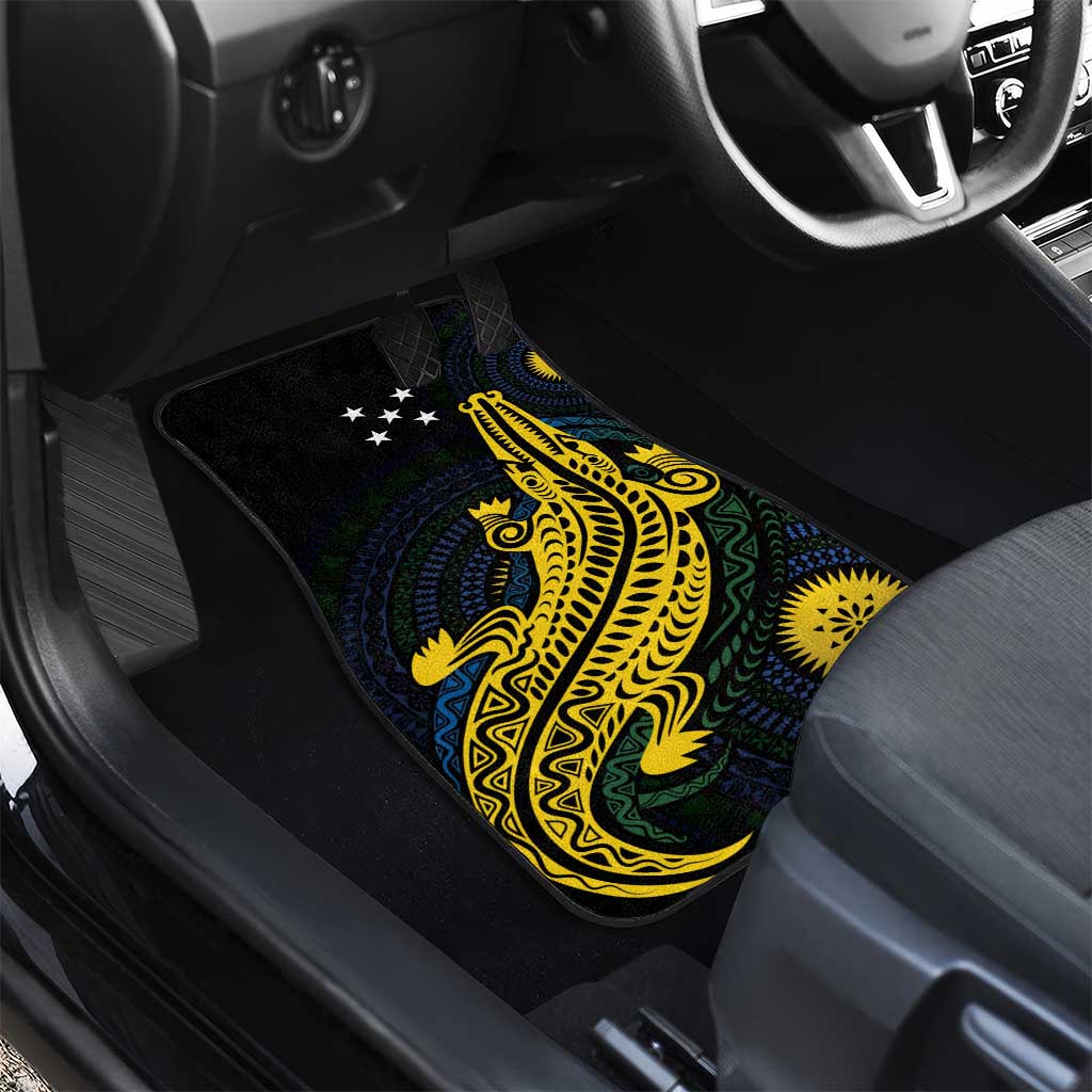 Personalized Solomon Islands Independence Anniversary Car Mats Crocodile Mix Tapa LT7 - Polynesian Pride