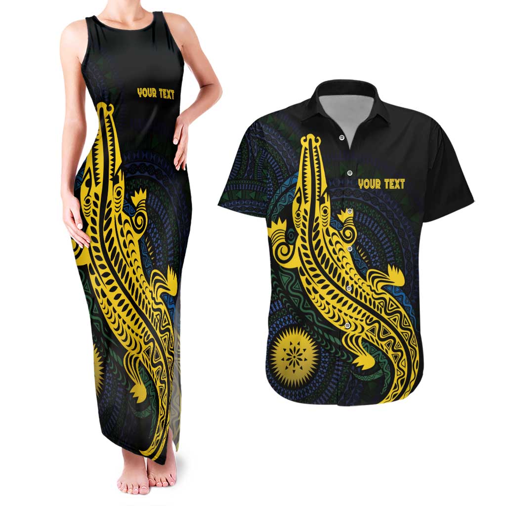 Personalized Solomon Islands Independence Anniversary Couples Matching Tank Maxi Dress and Hawaiian Shirt Crocodile Mix Tapa LT7 Colorful - Polynesian Pride