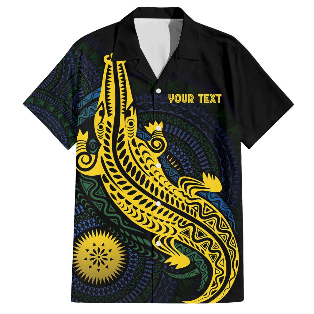 Personalized Solomon Islands Independence Anniversary Family Matching Long Sleeve Bodycon Dress and Hawaiian Shirt Crocodile Mix Tapa