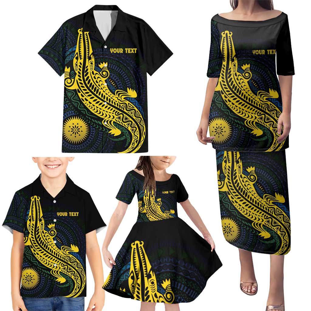 Personalized Solomon Islands Independence Anniversary Family Matching Puletasi and Hawaiian Shirt Crocodile Mix Tapa LT7 - Polynesian Pride