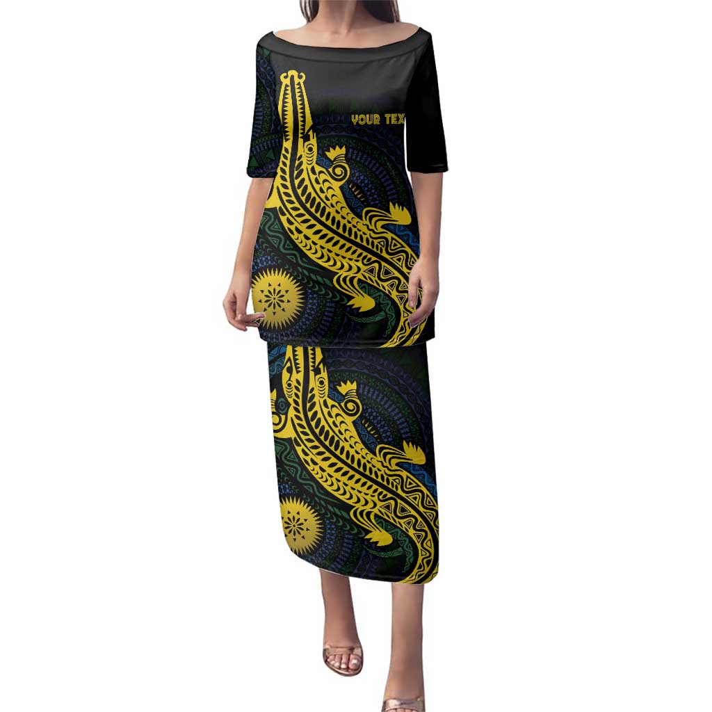Personalized Solomon Islands Independence Anniversary Family Matching Puletasi and Hawaiian Shirt Crocodile Mix Tapa LT7 Mom's Dress Colorful - Polynesian Pride