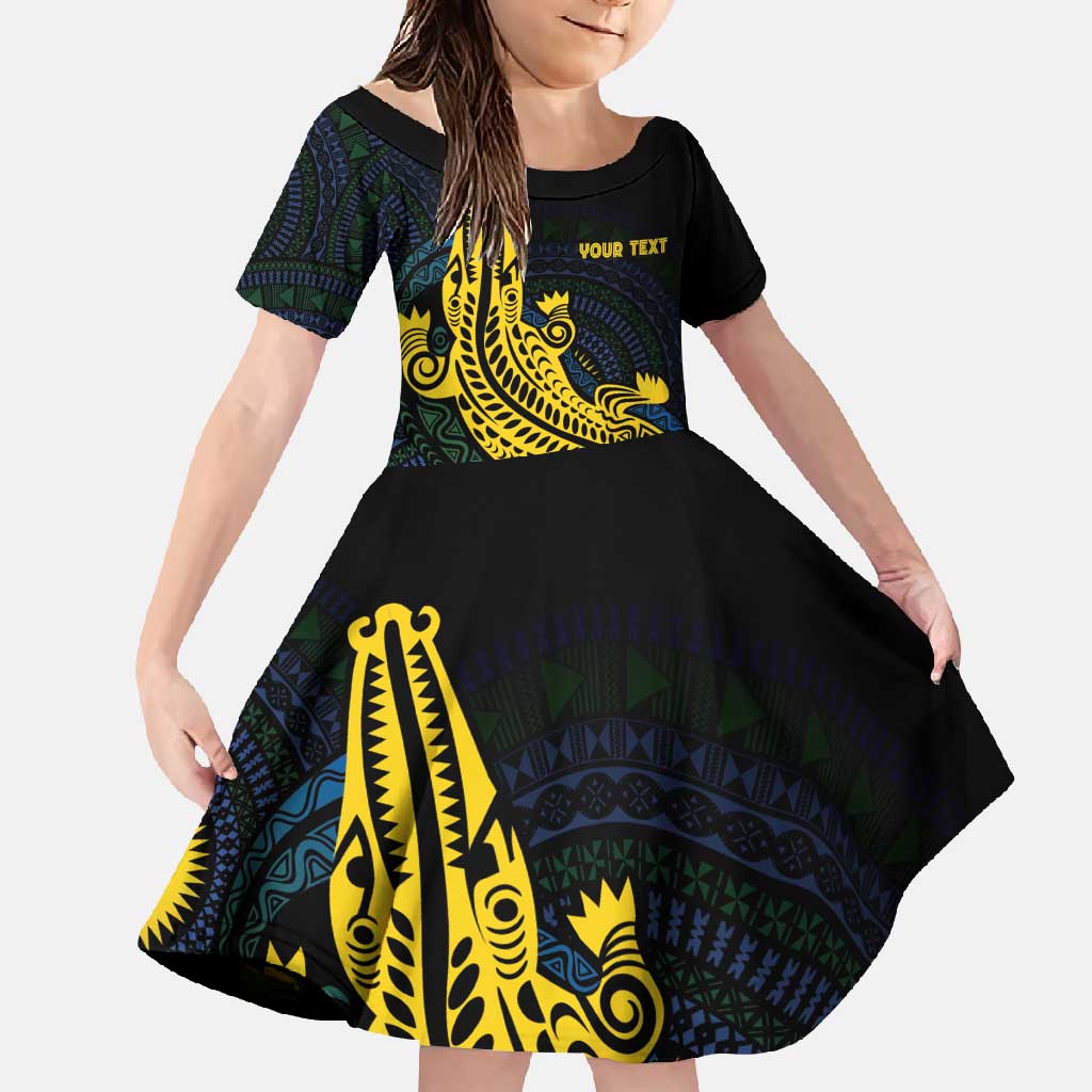 Personalized Solomon Islands Independence Anniversary Family Matching Tank Maxi Dress and Hawaiian Shirt Crocodile Mix Tapa