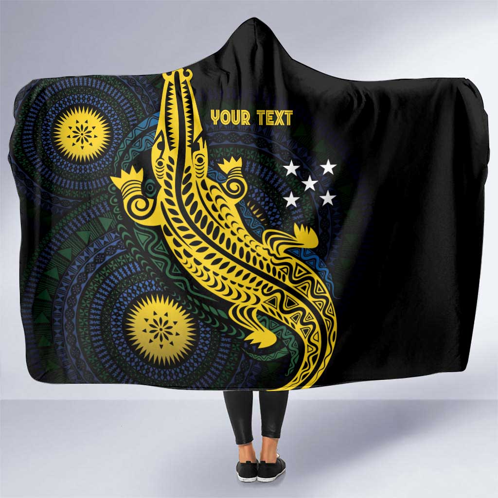 Personalized Solomon Islands Independence Anniversary Hooded Blanket Crocodile Mix Tapa
