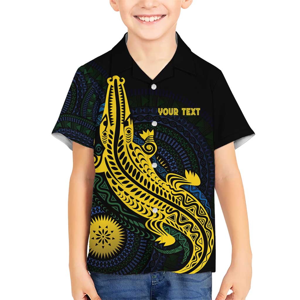 Personalized Solomon Islands Independence Anniversary Kid Hawaiian Shirt Crocodile Mix Tapa