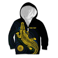 Personalized Solomon Islands Independence Anniversary Kid Hoodie Crocodile Mix Tapa